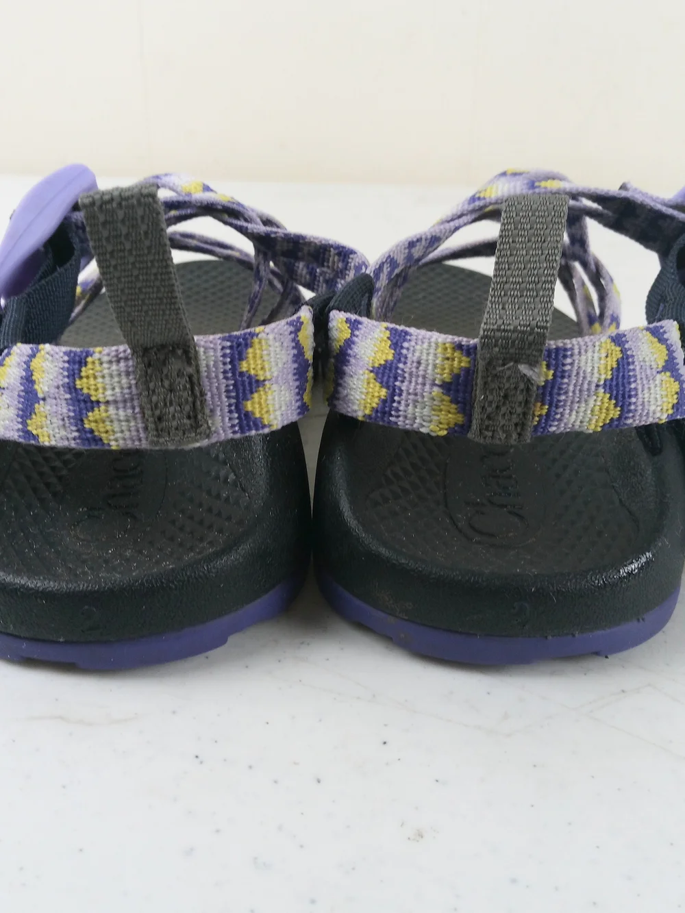 Chaco Style Strappy Hiking Sandals in Purple Yellow Black Kids Size 2 Slingback